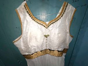 Elegant White &amp; Gold Ethnic Gown