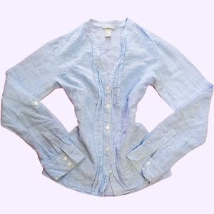 Soft Blue Siren Button-Down Blouse