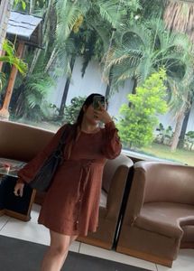 Brown Long Sleeve Dress