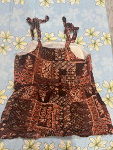 Bohemian Print Spaghetti Strap Top kurti