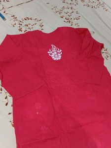 Beautiful Red Kurta with White Embroidery