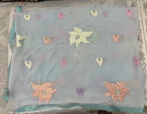 Sky Blue Embroidered Dupatta