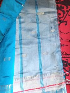 32.Beautiful Blue Silk Saree semi paithani