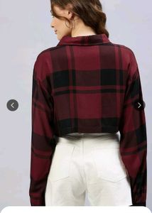 STYLISH CROP SHIRT DARK RED AND BLACK😎
