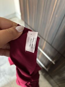 Elegant Wine Red Drape Dress
