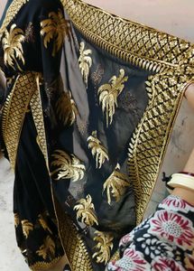 Black &amp; Gold Embroidered beautiful 😍 saree