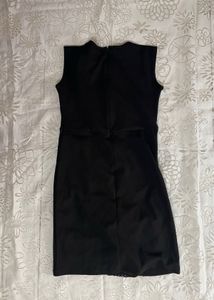 Black Sleeveless Lace Panel Sheath Dress