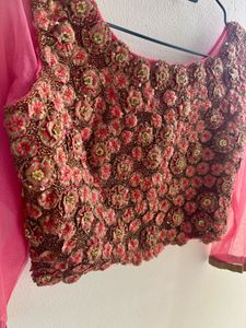 Flamingo pink Skirt-Palazzo &amp; Top Chunni Set