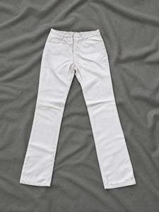 Korean Style Cream Straight Fit Jeans