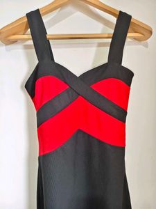 Chic Red &amp; Black Bodycon Mini Dress