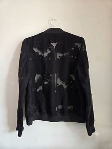 Sheer Floral Bomber Jacket
