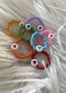Cute Beaded Heart Rings (Set of 3)
