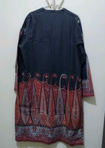 Biba black grey chevron paisley floral Print Kurta