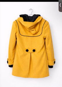 Chic Yellow Hooded Coat
