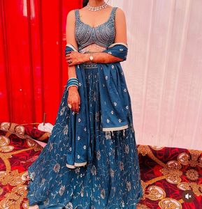 Stunning Blue Embellished Lehenga Choli
