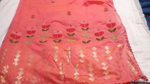 Elegant Pink Saree with Floral Embroidery