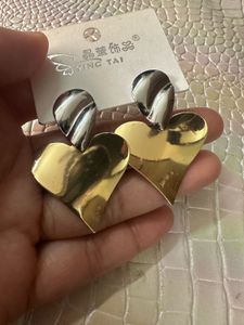 Golden silver Heart Drop Earrings