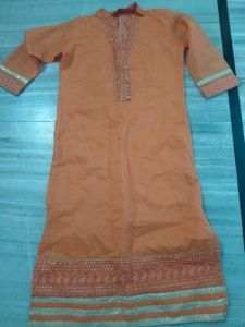 Orange Embroidered Kurta