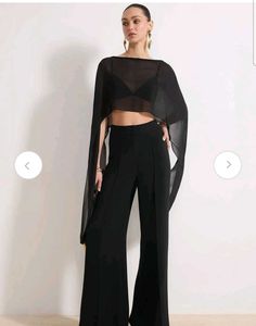 Chic Black Sheer Cape sleeve