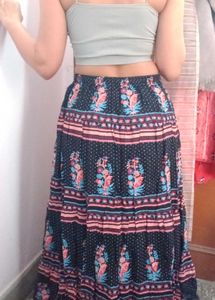 Boho Floral Print Maxi Skirt
