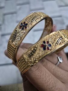 Elegant Gold Bangles with Enamel