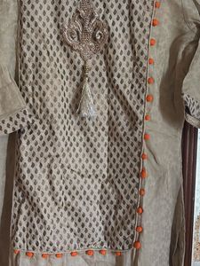 Stylish Beige Kurta with Embellishments