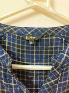 Blue Plaid Long Sleeve Top