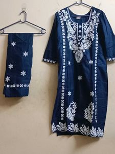 Beautiful Navy Blue Embroidered Kurta