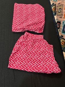 Pink Leaf Print Kurta