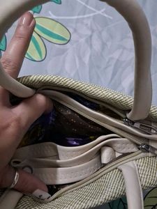 Stylish Tan Woven Handbag