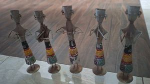 Set of 5 Folk Art Metal Figurines