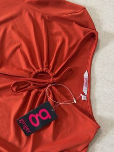 Chic Long-Sleeve Rust Orange Dress