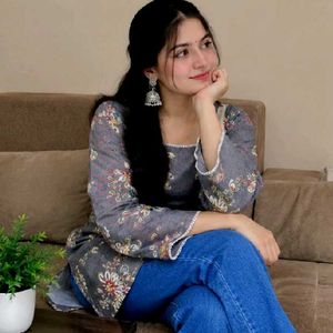 Elegant Floral Print corset Kurti short