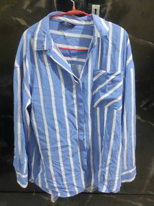 Blue &amp; White Striped Button-Up Shirt