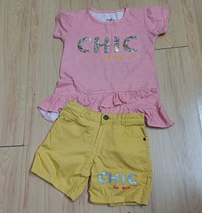 Chic Girl Kids Outfit - Peplum Top & Shorts
