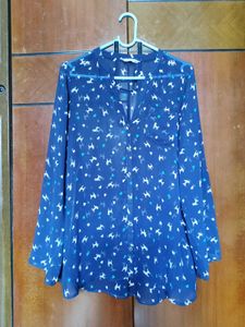 Cute Blue Dog Print Tunic