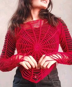 Crochet Red Spiderweb Top 🕸️