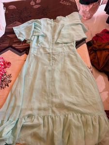 Madame Elegant Mint Green Midi Dress