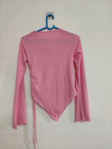 Chic Pink Asymmetrical Hem Top