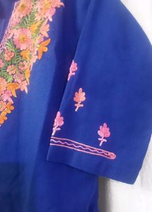 blue Embroidered Kurta Set(winter)