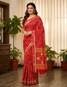 Elegant Red Bandhani Saree