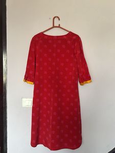 Red Floral Print Kurta