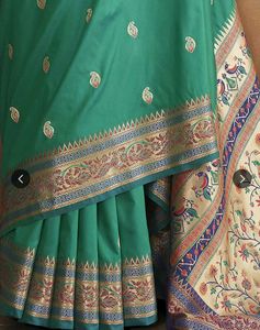 Elegant Teal Saree with Gold Border