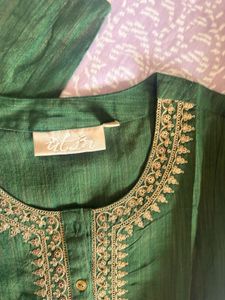 Green Embroidered Kurta