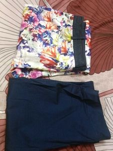 Navy Blue High-Waist Trousers combo
