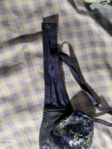 Embroidered Blue Bra