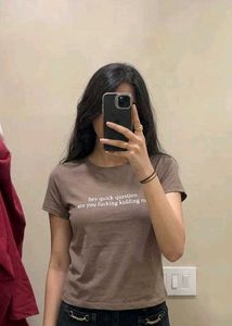 Shein Women Short Sleeve Typographic Chest Print