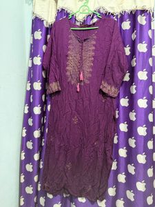 Purple Embroidered Kurta set