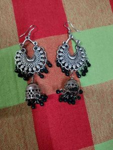 Oxidised Jhumka Earrings
