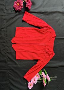 Chic Red Open Front Jacket